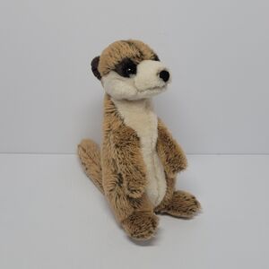 WWF Meerkat Plush‎ Stuffed Plush Animal 8" Tall Toy Tan Brown Cream Standing